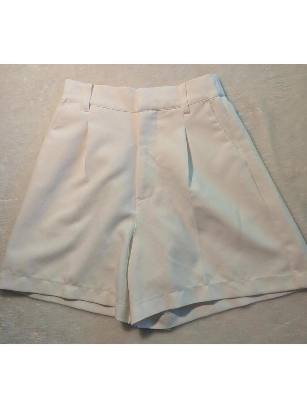 Abercrombie White High-Waisted Dress Shorts with Pockets